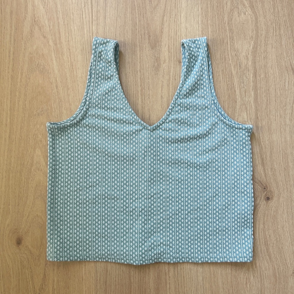 Madewell Light Blue Jacquard Peekaboo-Crop Tank Size Small